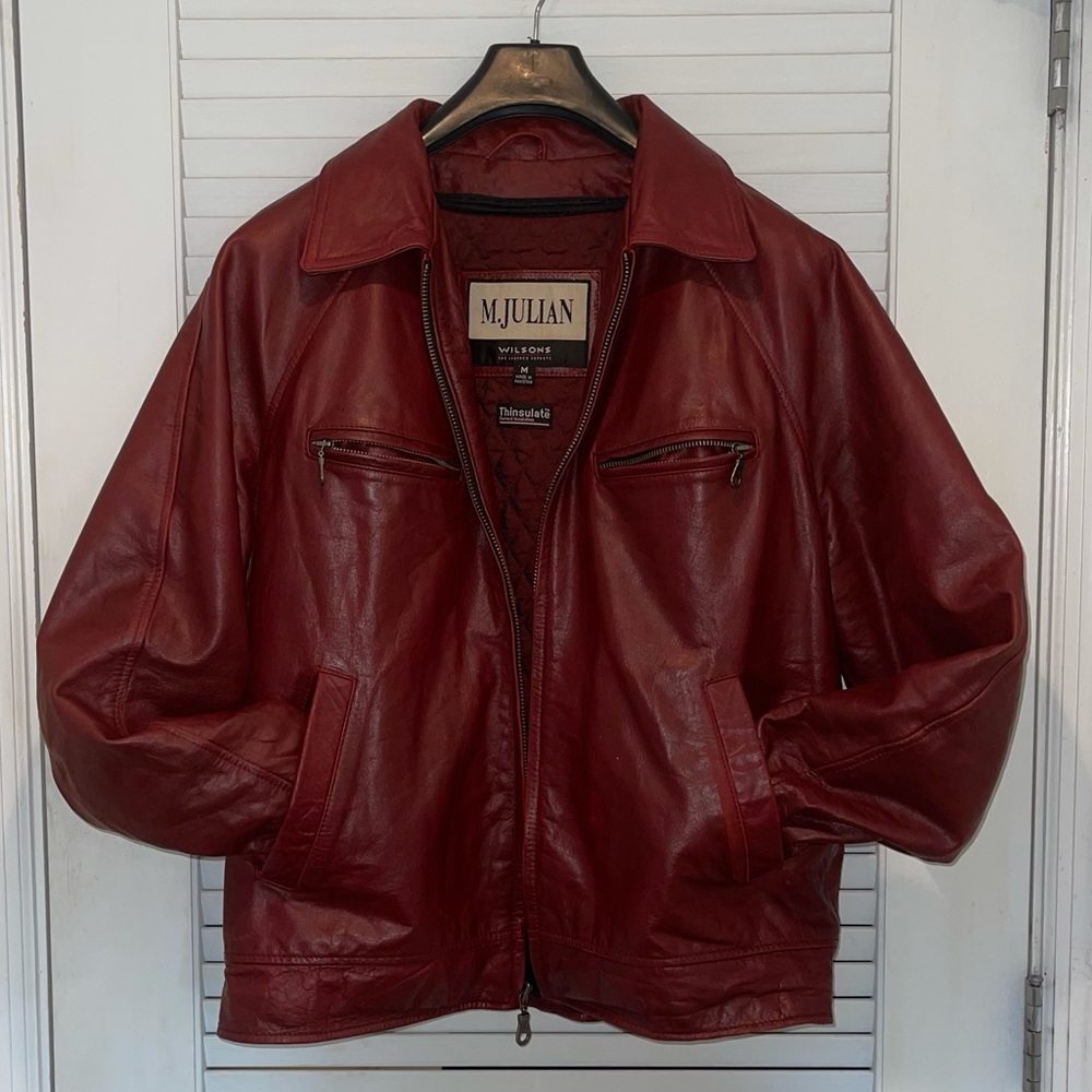 Vintage genuine leather motorcycle jacket RED HOT!